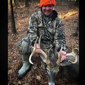 Dustin with a buck he took on January 8th, 2015 in Etowah County, AL. Scored 132 points