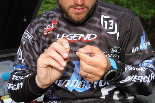 6 Seaguar Hookpoints Stetson Blaylock Wacky Rigged Stickbait Wrap 7 Times Back Up - Line through opposite way